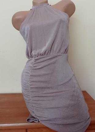 Сукня плаття жіноче лілове жате з чокером3 фото
