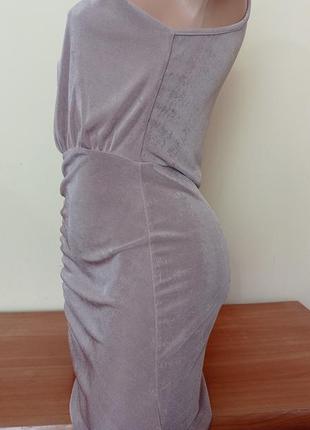 Платье женское лиловое жатое с чокером4 фото
