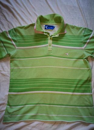 Салатове поло в смужку полвійний воріт xl