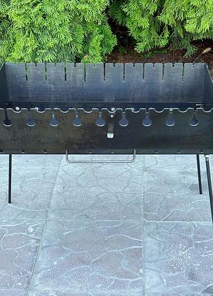 Переносний дворівневий мангал-валіза на 10 шампурів 3мм топ