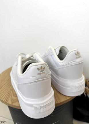 ▪️женские кроссовки белые сникерсы в стиле adidas bold высокая танкетка платформа подошва кожаные (эко кожа)весная осень