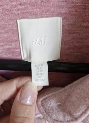 Женская розовая теплая рубашка оверсайз h&amp;m размер хл 4