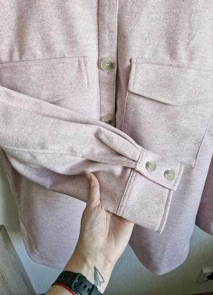 Женская розовая теплая рубашка оверсайз h&amp;m размер хл 6