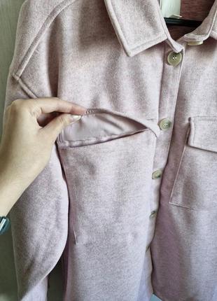 Женская розовая теплая рубашка оверсайз h&amp;m размер хл 5