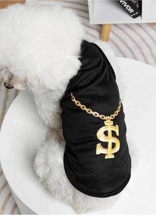 Майка для собак котов черная доллар2 фото