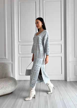 Вязаное платье миди с мериносом, утепленное платье миди на осень 30% меринос, платье вязка, весна