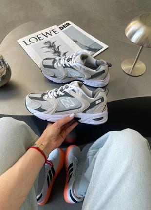 Кроссовки белые серые 530 grey/white текстиль на платформе женские и мужские деми весна лето