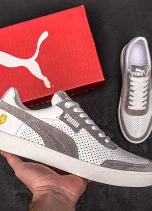 Чоловічі літні шкіряні кросівки кеди puma ferrari перфорація
