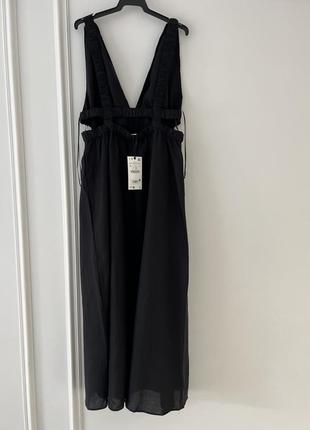 Zara платье с открытой спиной, лен m/л6 фото