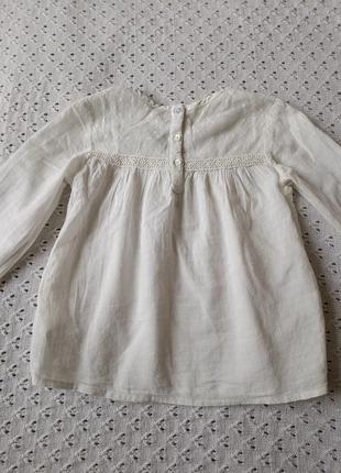 Ніжна біла блузка з мереживом для дівчинки блузочка з бавовни2 фото