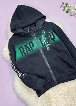 Кофта rap boy на флісі, сіра з зеленим
