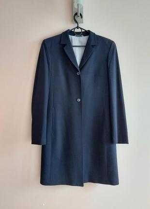 Темно синий удлиненный классический пиджак жакет marks &amp; spencer до колена, p. 10sk, евр. 38