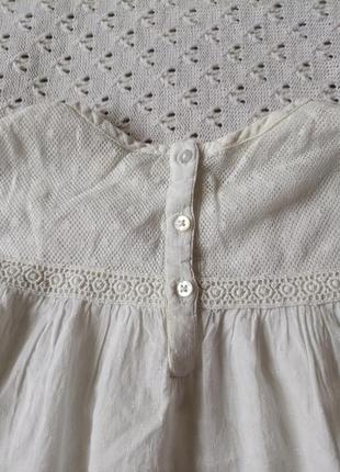 Ніжна біла блузка з мереживом для дівчинки блузочка з бавовни8 фото