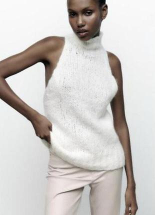 Zara кофта з горлом без рукавів біла ідеал розмір s