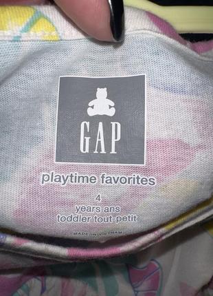 Невероятная качественная хлопковая туника футболка с ярким летним принтом для девочки 4р gap5 фото