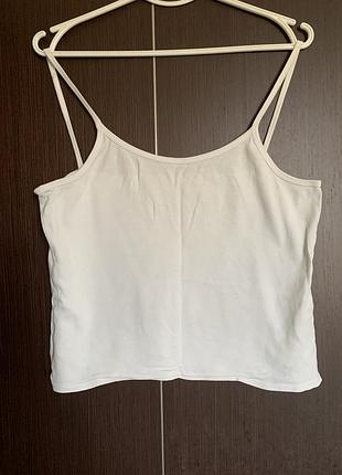 Базовая белая майка-топ из натурального хлопка (14/42)