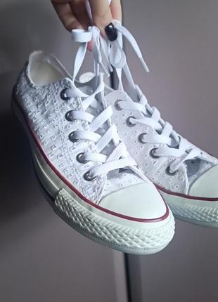 Converse оригинальные белые кеды в вышитую дырочку сетевая прошва