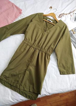 Хаки платье зара zara l 40
