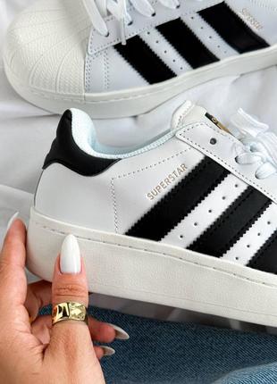 Adidas superstar platform white black женские кроссовки адедас суперстар2 фото