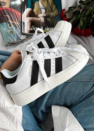 Adidas superstar platform white black женские кроссовки адедас суперстар6 фото