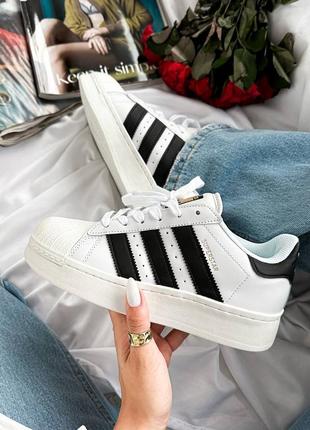 Adidas superstar platform white black женские кроссовки адедас суперстар7 фото