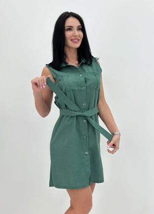 Льняное платье-рубашка без рукавов "journey" &lt;unk&gt; распродаж модели3 фото