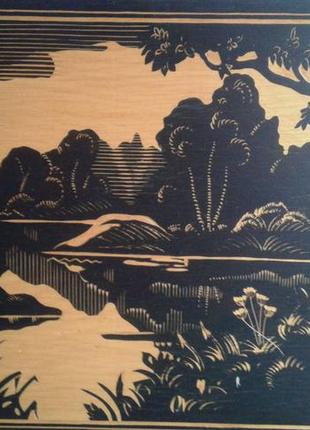 Різьба по дереву картина  панно раритет срср - пейзажі волині , 30 х 42 см2 фото