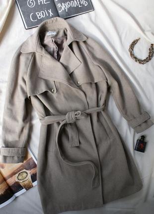 Актуальное пальто оверсайз тренч в составе шерсть plus size от soon