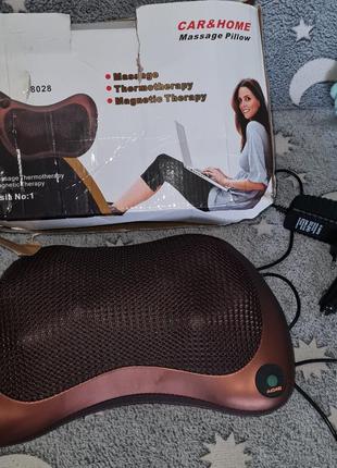 Массажная подушка massage pillow для шеи и спины инфракрасный роликовый массажер 8 роликов3 фото