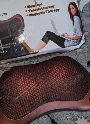 Массажная подушка massage pillow для шеи и спины инфракрасный роликовый массажер 8 роликов5 фото