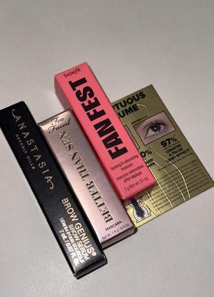 Міні туші від benefit, fenty beauty, too faced