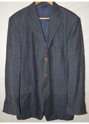 Лляний піджак на напівпідкладці в карту lab. pal zieri (italy) size 52it