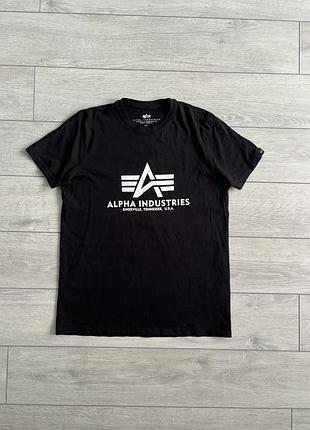 Черная футболка alpha industries casual s с кэжуал майка оригинал