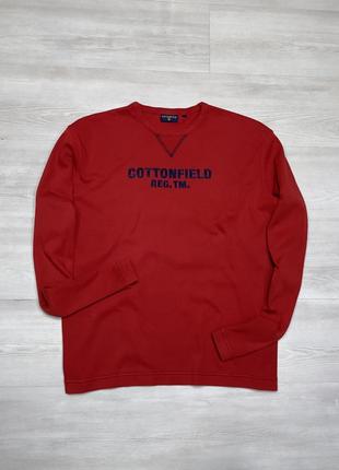 Чоловічий червоний лонгслів кофта олімпійка реглан батал