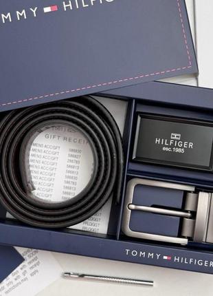 Мужской кожаный ремень с двумя пряжками Tommy hilfiger