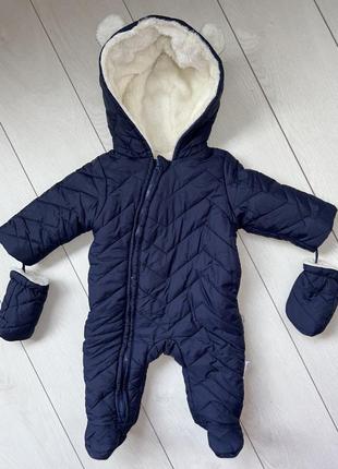 🔥знижка до 30.10🔥зимний теплый комбинезон для малышей  младенца с рукавицами комбінезон для хлопчика