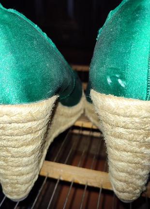 Зеленые туфли р 41 с открытым носочком4 фото