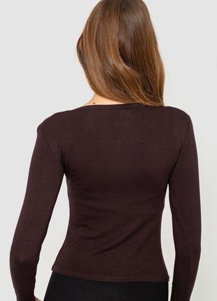 Лонгслів жіночий, колір темно-коричневий, 186r3054 фото