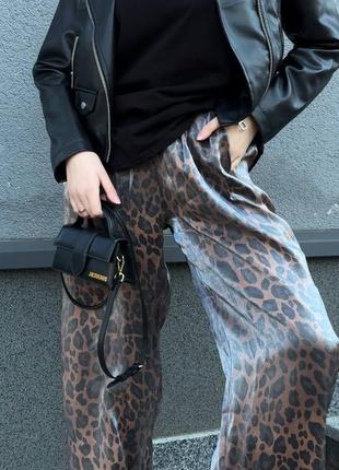 Леопардові штани вільного крою, брюки палаццо, широкие штаны