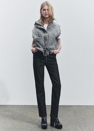 Стьобаний жилет сірий zara