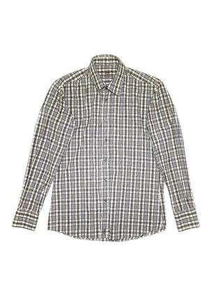 Чоловіча бавовняна біла сорочка в клітинку на кнопках розміру m фірми esprit