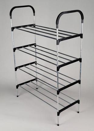 Полиця для взуття чорного кольору на 4 яруса