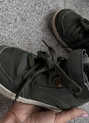 Ботинки хайтопы зеленые кроссовки осень еврозима бутилочный хаки на липучке итальялия 28 17 см