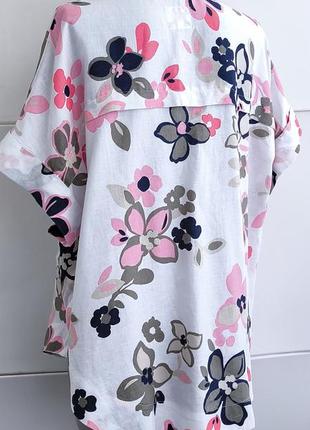Лляна сорочка , блуза marks&spencer з квітковим принтом2 фото
