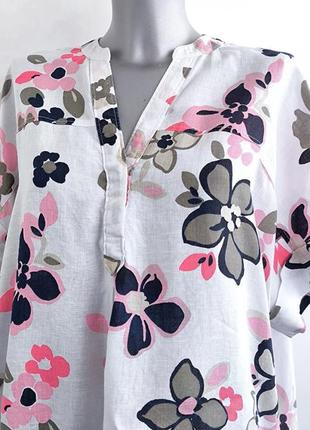 Лляна сорочка , блуза marks&spencer з квітковим принтом7 фото