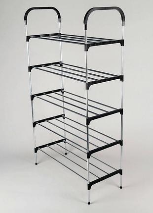 Полиця для взуття чорного кольору на 5 ярусів