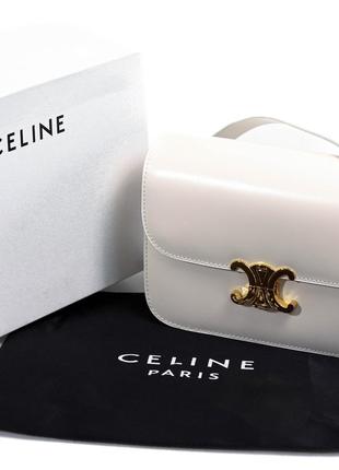 Женская сумка celine claude crossbody bag white белая6 фото