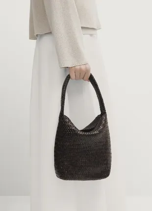Кожаная плетеная сумка massimo dutti ❤️ 6918/602