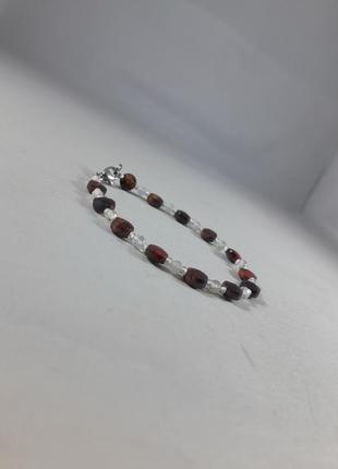 Браслет "нежный прикоснуть" натуральный бычий глаз и топаз