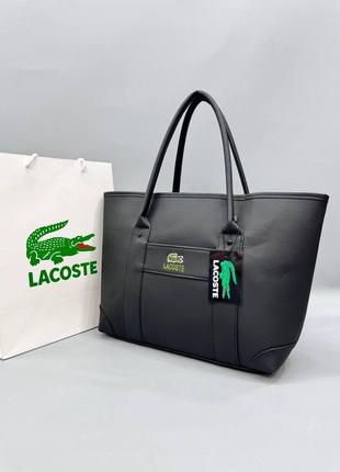 Сумка чорна жіноча Sacs lacoste сумка велика лакосту крос-боді
